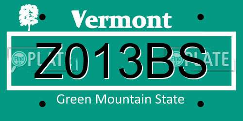 Z013BS Vermont License Plate