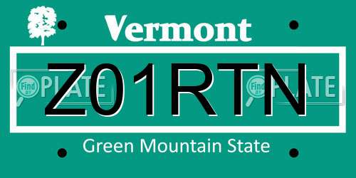 Z01RTN Vermont License Plate