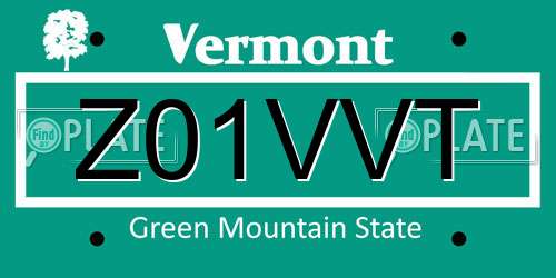 Z01VVT Vermont License Plate