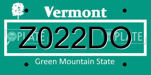Z022DO Vermont License Plate