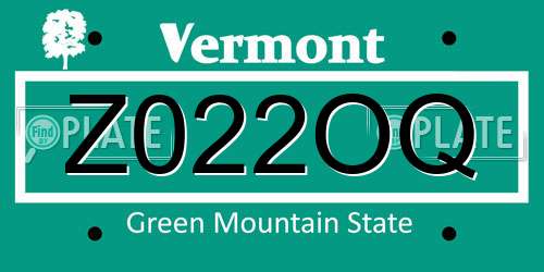 Z022OQ Vermont License Plate