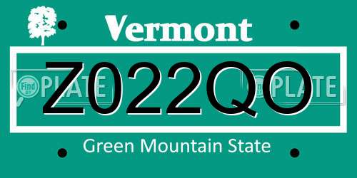 Z022QO Vermont License Plate