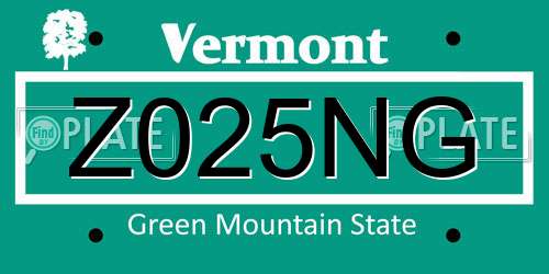 Z025NG Vermont License Plate