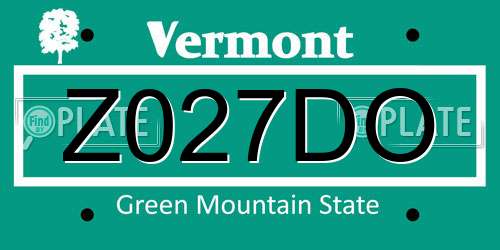 Z027DO Vermont License Plate