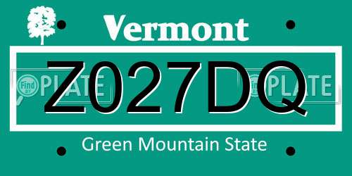 Z027DQ Vermont License Plate