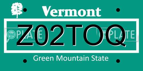 Z02TOQ Vermont License Plate