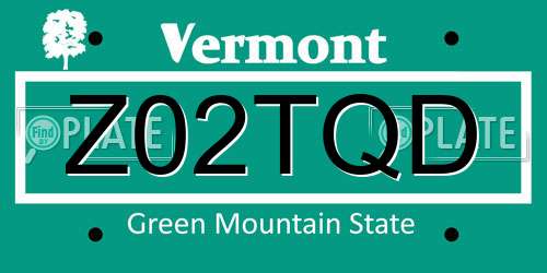 Z02TQD Vermont License Plate