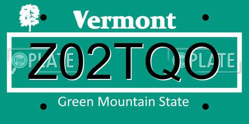 Z02TQO Vermont License Plate