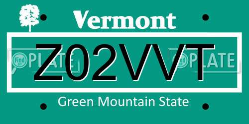 Z02VVT Vermont License Plate