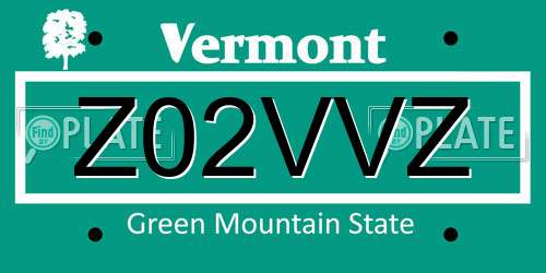 Z02VVZ Vermont License Plate