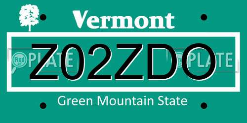 Z02ZDO Vermont License Plate