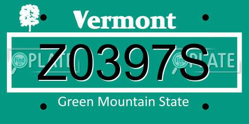 Z0397S Vermont License Plate