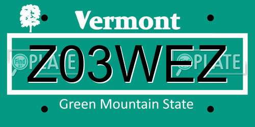 Z03WEZ Vermont License Plate
