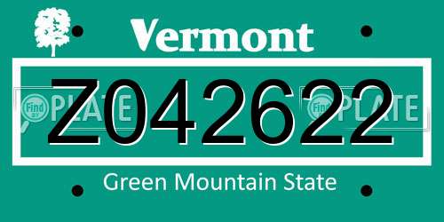Z042622 Vermont License Plate