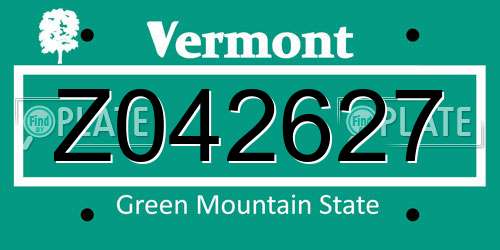 Z042627 Vermont License Plate