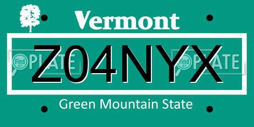 Z04NYX Vermont License Plate