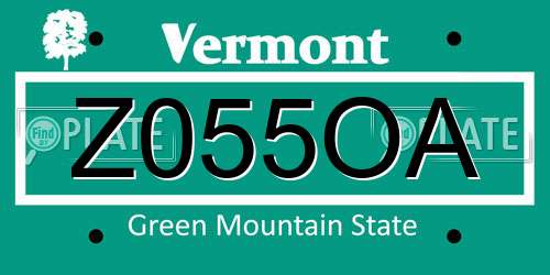 Z055OA Vermont License Plate