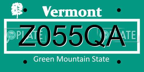Z055QA Vermont License Plate