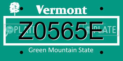 Z0565E Vermont License Plate