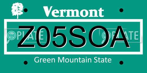 Z05SOA Vermont License Plate