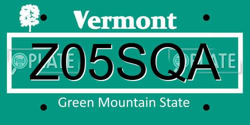 Z05SQA Vermont License Plate