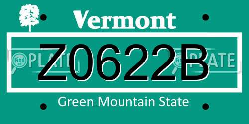 Z0622B Vermont License Plate