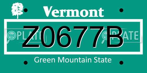 Z0677B Vermont License Plate
