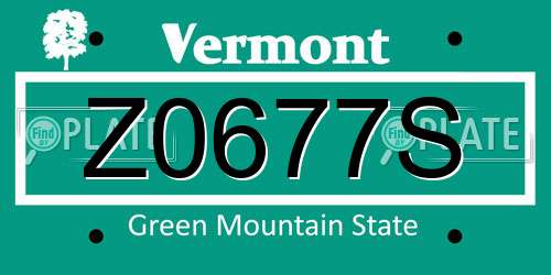 Z0677S Vermont License Plate