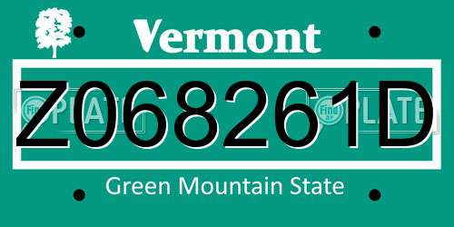 Z068261D Vermont License Plate