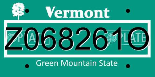 Z068261O Vermont License Plate