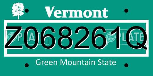 Z068261Q Vermont License Plate