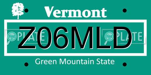 Z06MLD Vermont License Plate