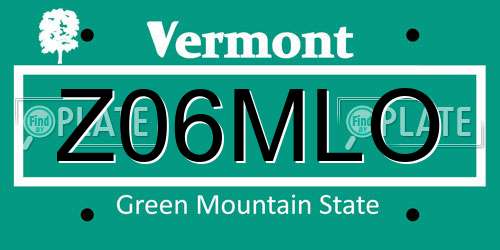 Z06MLO Vermont License Plate