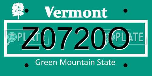 Z0720O Vermont License Plate