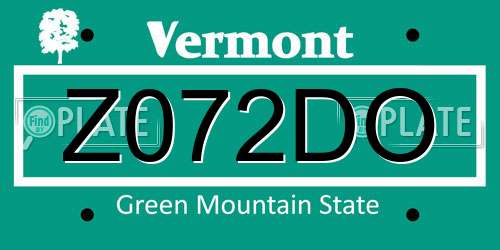 Z072DO Vermont License Plate