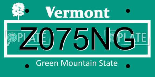 Z075NG Vermont License Plate