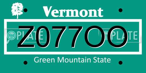 Z077OO Vermont License Plate
