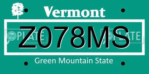 Z078MS Vermont License Plate