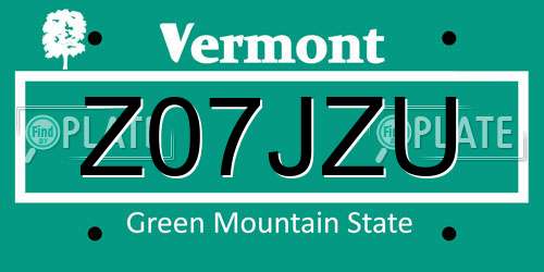 Z07JZU Vermont License Plate