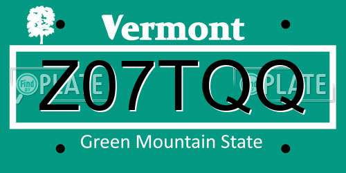 Z07TQQ Vermont License Plate