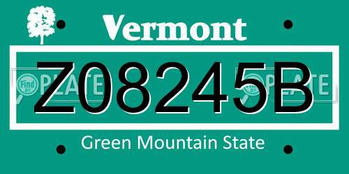 Z08245B Vermont License Plate