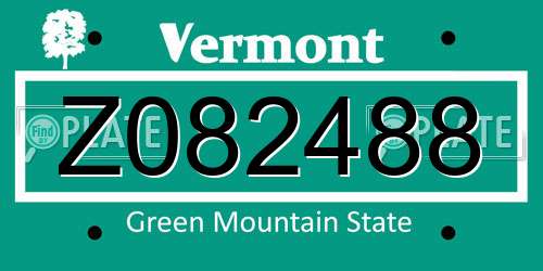 Z082488 Vermont License Plate