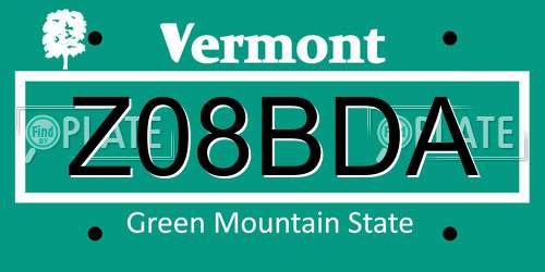 Z08BDA Vermont License Plate