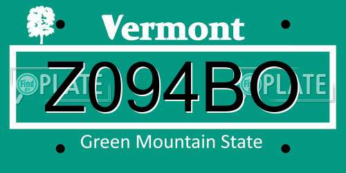 Z094BO Vermont License Plate