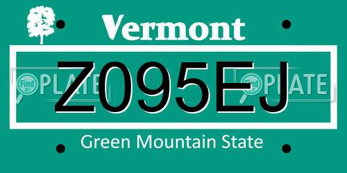 Z095EJ Vermont License Plate