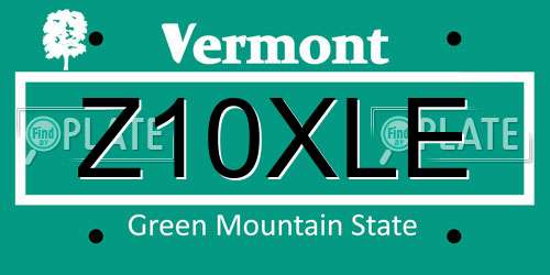 Z10XLE Vermont License Plate