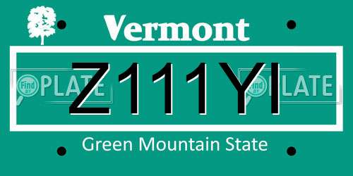 Z111YI Vermont License Plate