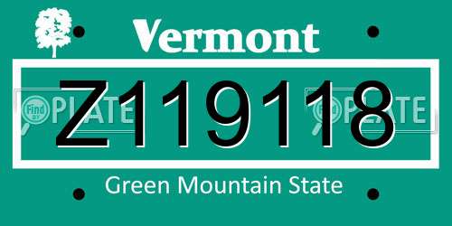 Z119118 Vermont License Plate
