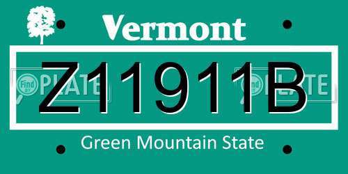 Z11911B Vermont License Plate