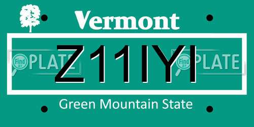 Z11IYI Vermont License Plate